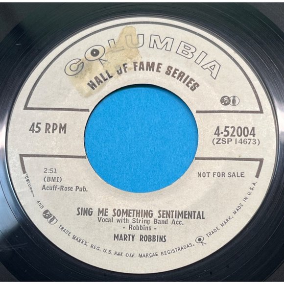 Marty Robbins Sing Me Something Sentimental / Keep From Crying 45 Country Promo - Picture 1 of 4